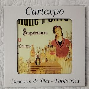 Cartexpo Glass Trivet with Vintage Design PL669 HUILE D'OLIVE SUPERIEURE